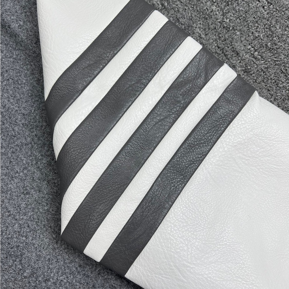Thom Browne Gray Wool Bomber Jacket with White Leather Sleeves - Picture 6 of 11